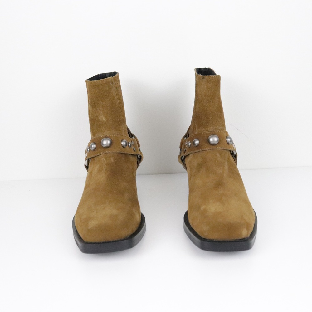 Anthropologie‎ Bibi Lou Moto Ankle Boots 39 Suede Square Toe - Picture 6 of 12